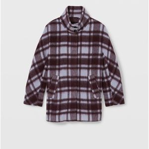 CLUB MONACO Plush Plaid Cocoon Coat sz. SMALL -excellent condition